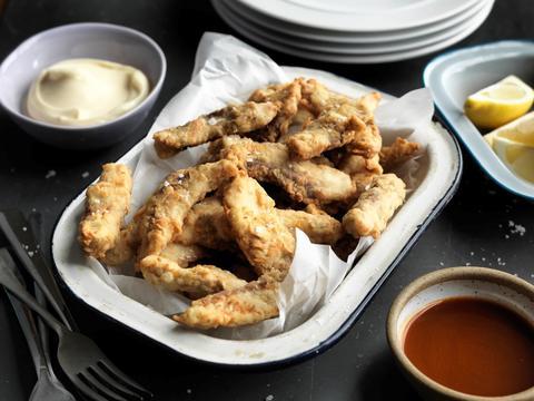 Deep Fried Sturgeon with Lemon and Herbs